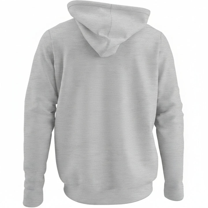 Adult lacrosse club team hoodie in heather grey, plain back view
