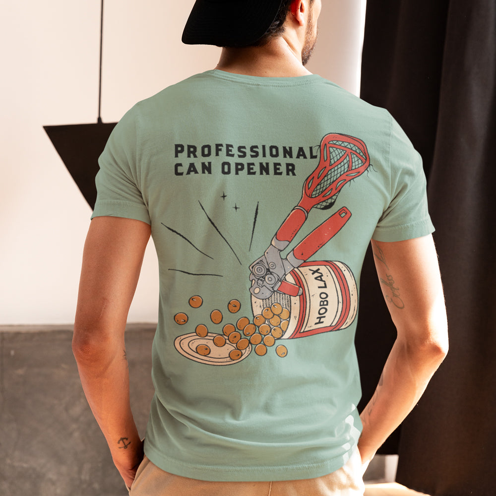 Professional can opener lacrosse shirt in seafoam