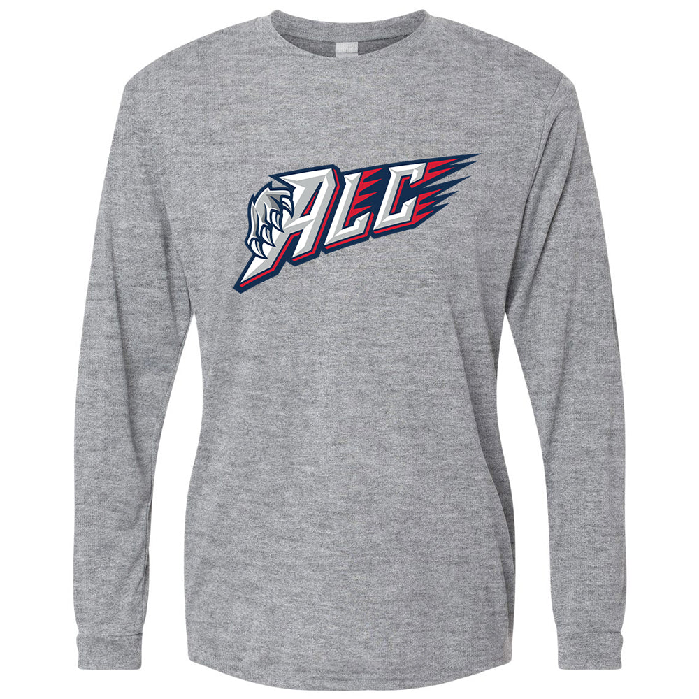 Adult Shooter - ALC in heather grey, front view, ALC letters with claw graphic