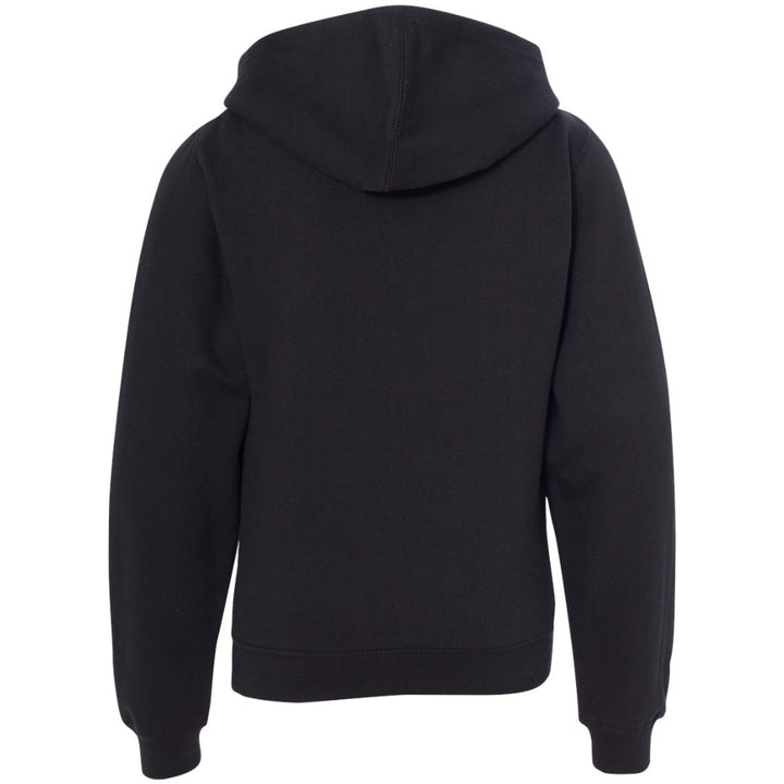 Youth lacrosse club team hoodie in black, plain back view