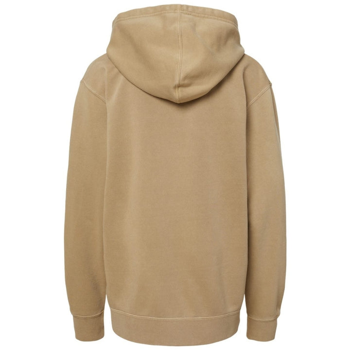 Youth lacrosse club team hoodie in pigment camel, plain back view
