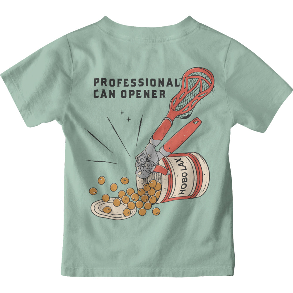 Can Opener Youth Lacrosse T-Shirt in Seafoam – Back